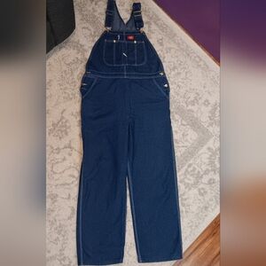 Dickies Denim Overalls 40 X 32 Dark Blue